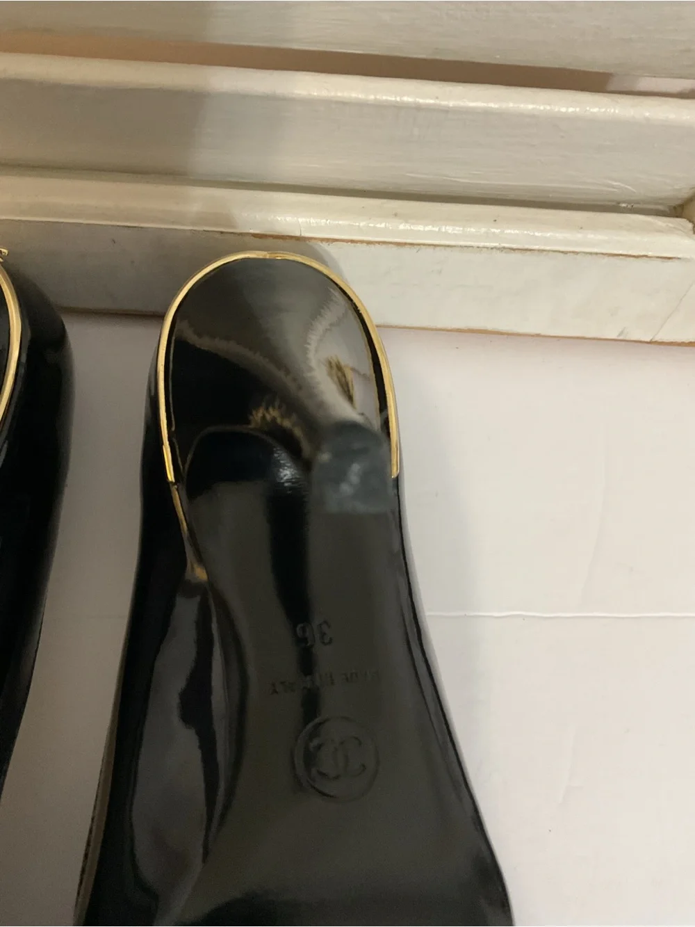 CHANEL glossy patent